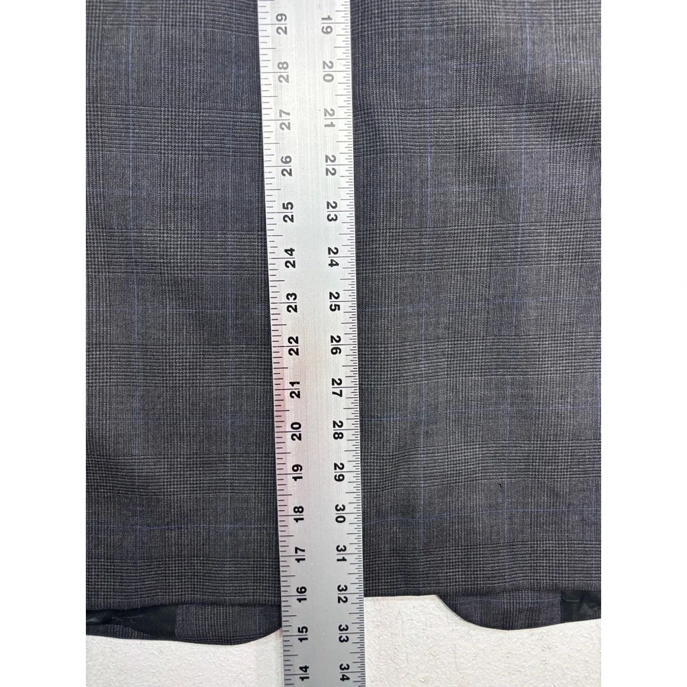 vtg 90s USA Made 44R 35x33 Gray Glen Plaid 2pc Pant Suit Pleated High Waisted